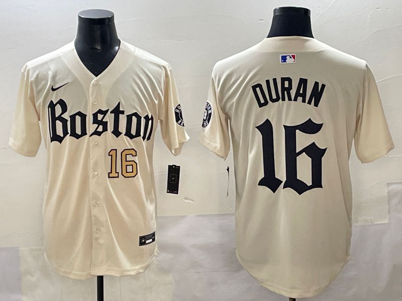 Men 2025 Boston Red Sox #16 Duran Cream Five generations Joint Name Nike MLB Jersey style 6->boston red sox->MLB Jersey
